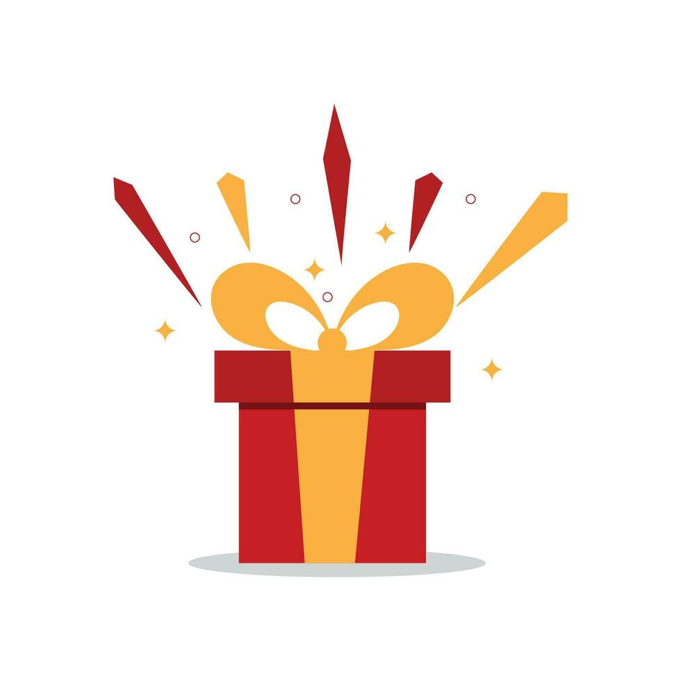 rojo regalo sorpresa caja, adecuado para cumpleaños regalo, especial paquete, regalo, magia caja, con icono vector ilustración modelo
