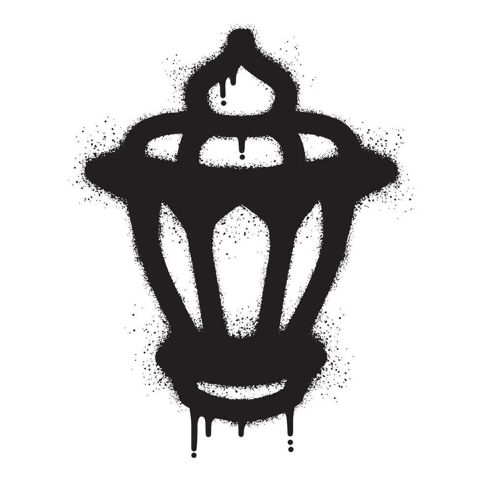 Ramadan lantern graffiti drawn with black spray paint vector