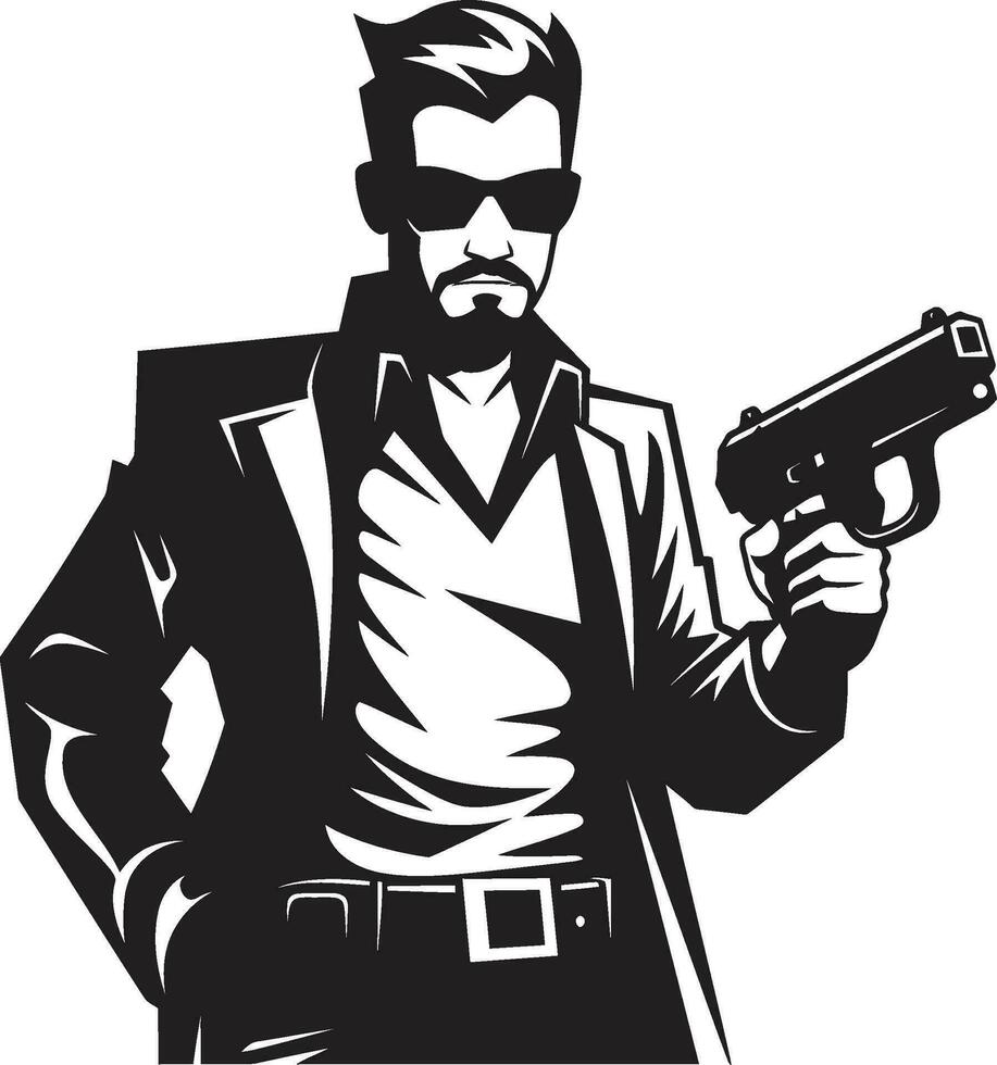 Vector Vigil Black Gun Icon Shooting Stance Man Vector Logo