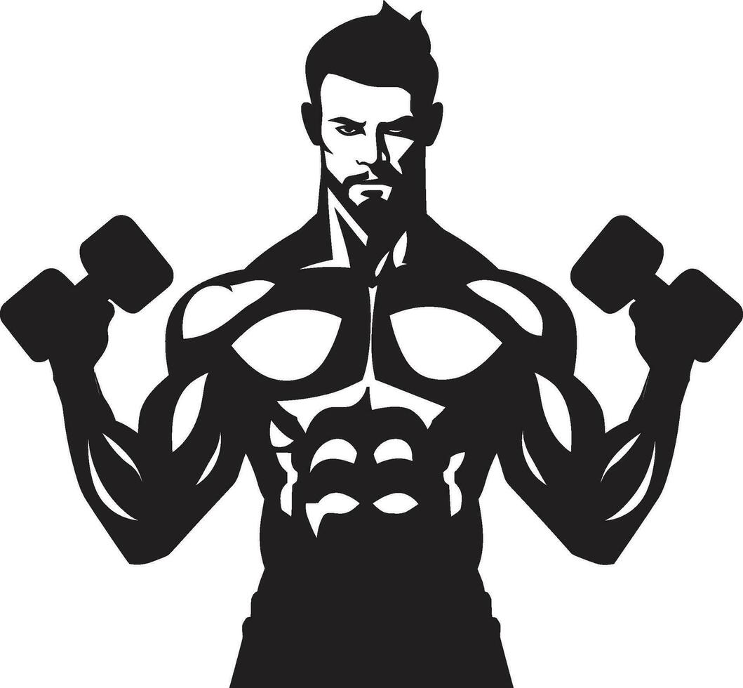 Dumbbell Domination Black Dumbbell Emblem Dynamic Strength Dumbbell Icon vector
