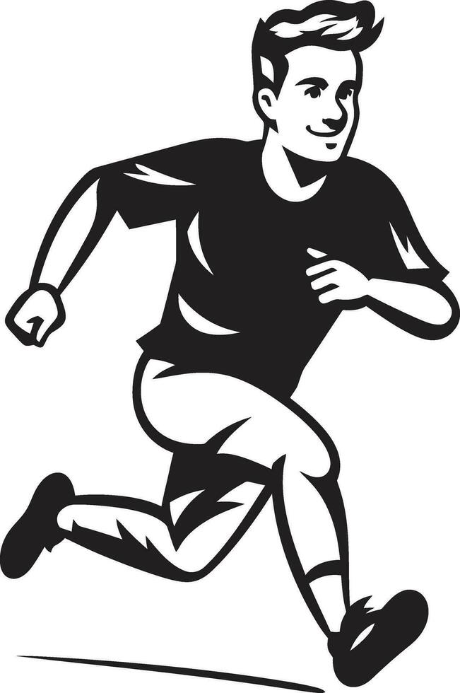 Athletic Rush Black Vector Logo for Male Runner Speedy Momentum Male Persons Black Logo