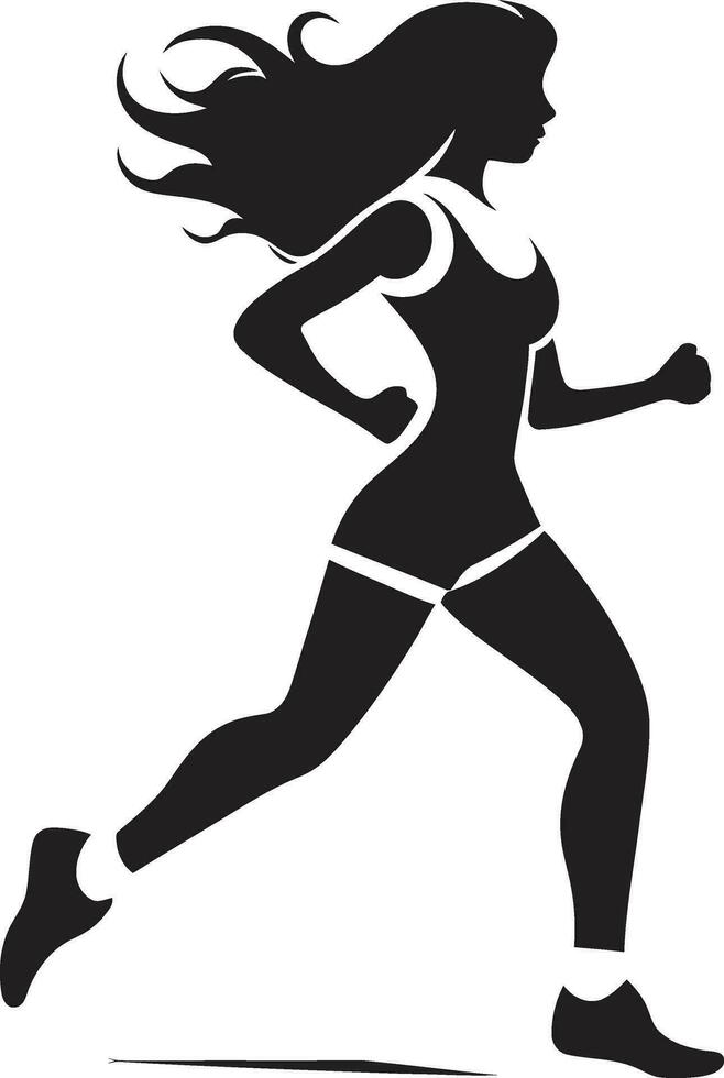 Chic Strides Black Vector Logo of Running Woman Stylish Sprint Vector Icon of a Black Woman Running