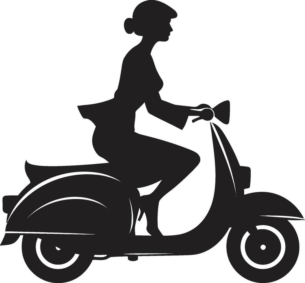 paisaje urbano elegante negro vector símbolo urbano glamour viaje scooter icono