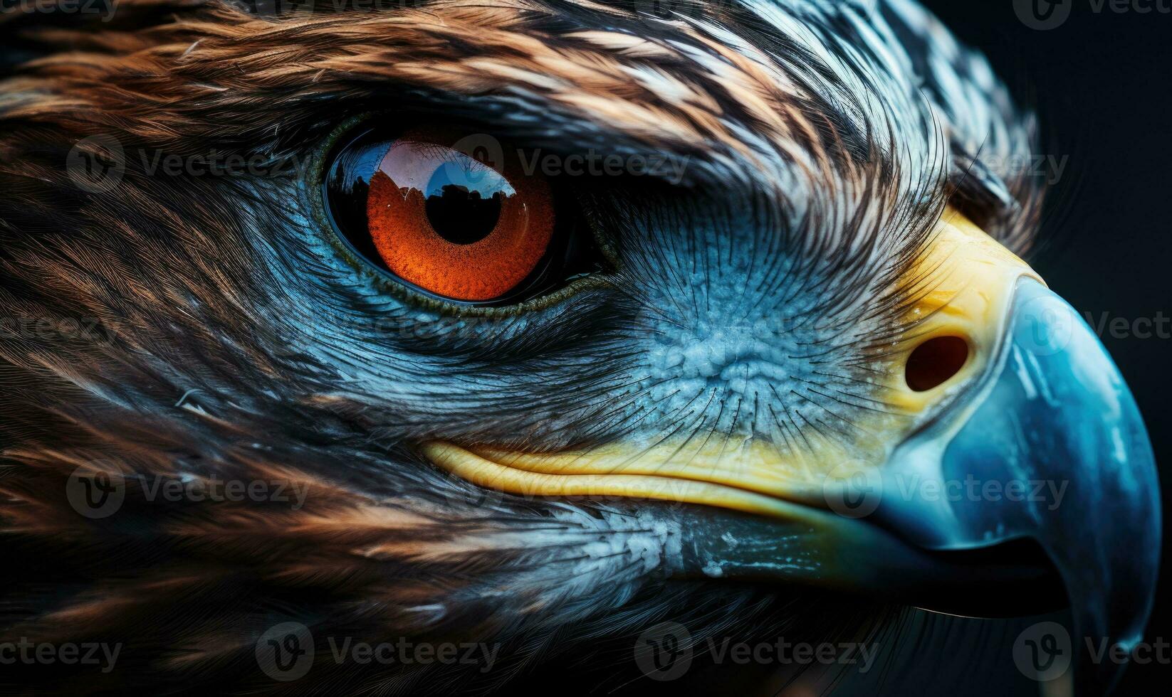 AI generated Portrait of a Red-tailed hawk, close-up. Close-up portrait of a golden eagle eye photo