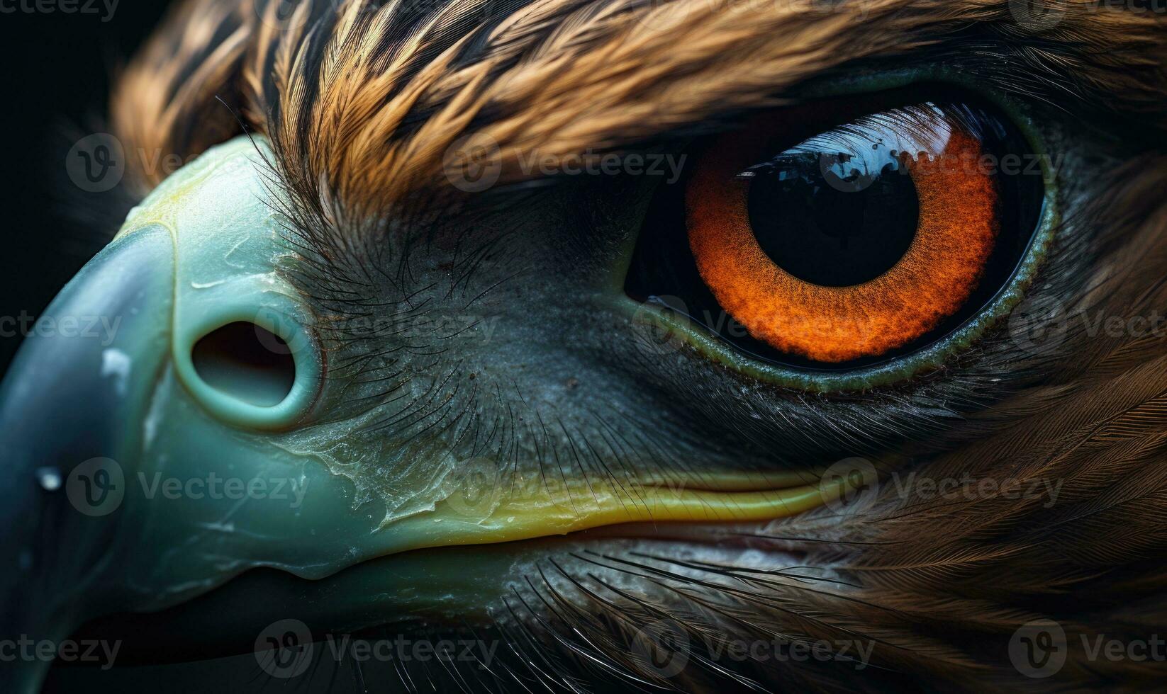 AI generated Portrait of a Red-tailed hawk, close-up. Close-up portrait of a golden eagle eye photo