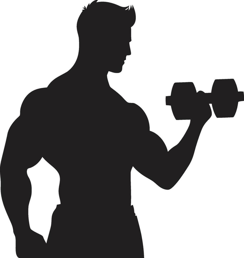 Iron Will Black Dumbbell Icon Design Fitness Fusion Dumbbell Man Logo vector