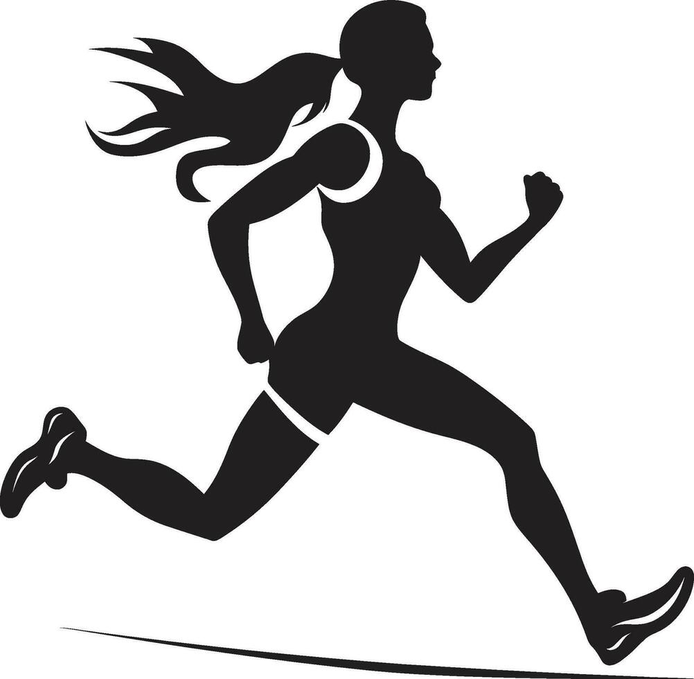 Athletic Lady in Action Design Speedy Woman Runner Seal vector