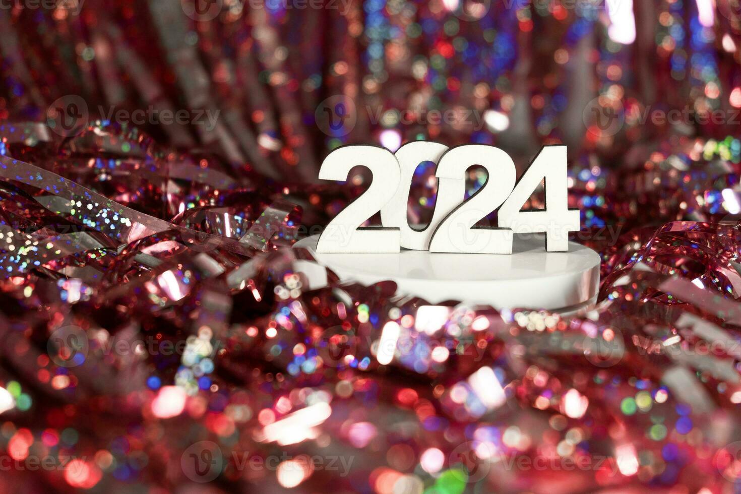 Numbers 2024 on the podium. Happy new year concept photo