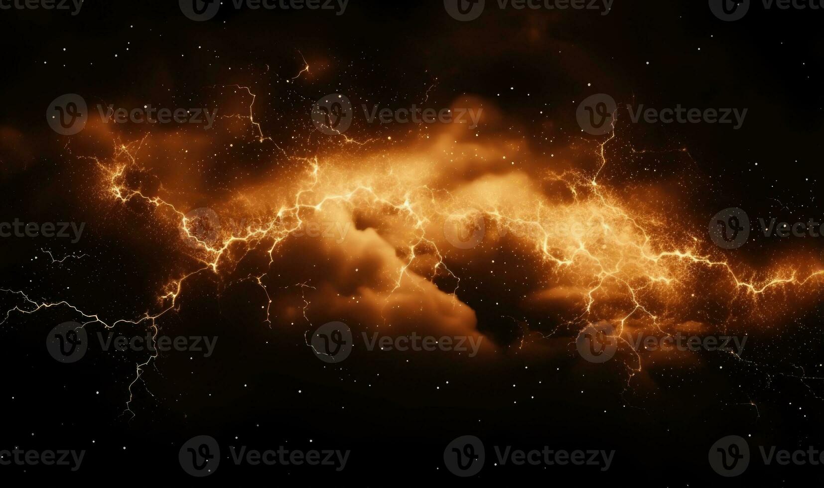AI generated Fiery thunderstorm over the sea. Thunderstorm and lightning in the night sky. photo