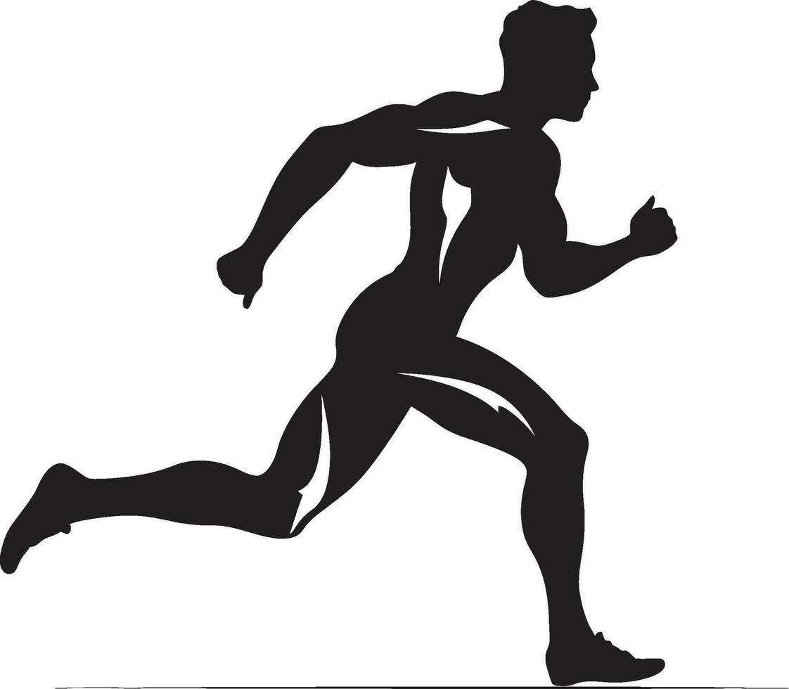 Forceful Impact Male Black Vector Logo Design Elegant Dash Running Athletes Black Icon