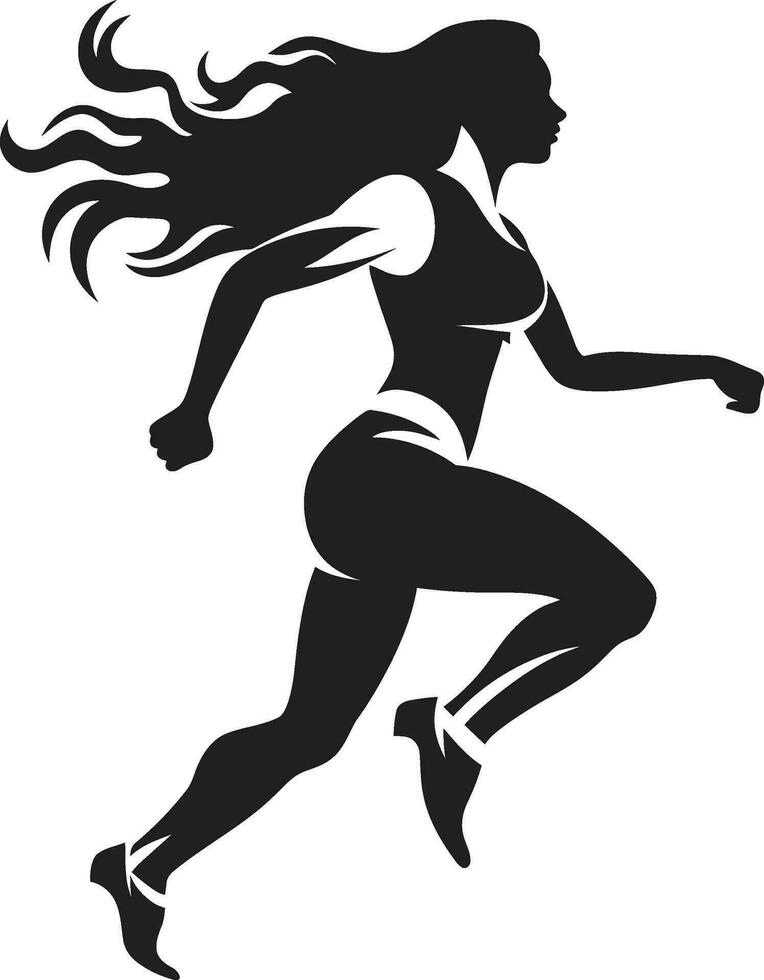 Active Running Lady Crest Streamlined Sprinter Logo Design vector