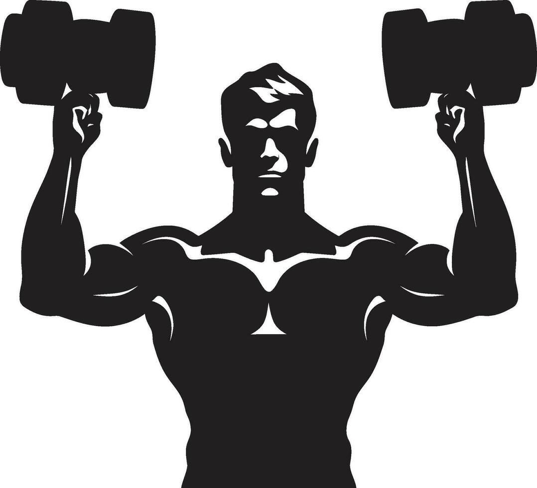 Dumbbell Drive Man with Dumbbell Logo Power Pump Black Dumbbell Design vector