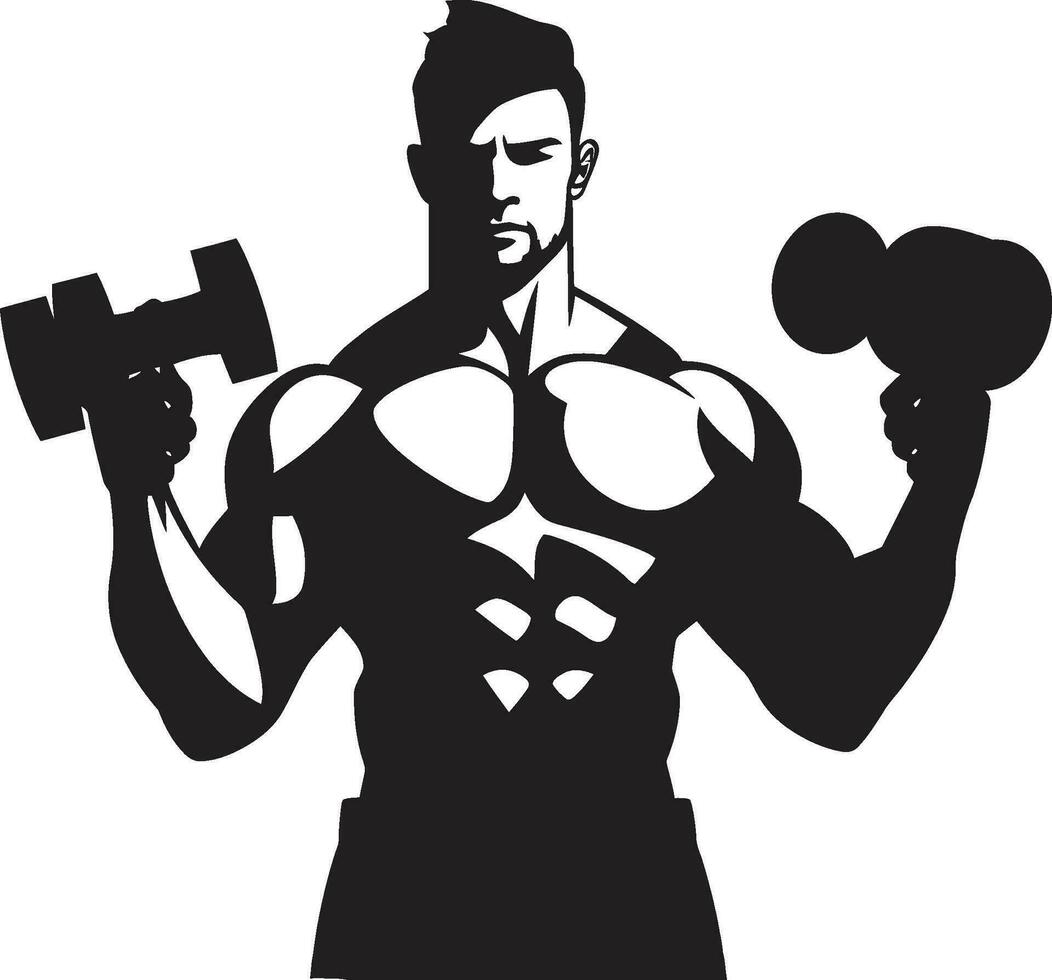 Strength Vector Man Dumbbell Logo Fitness Flex Black Vector Dumbbell Icon