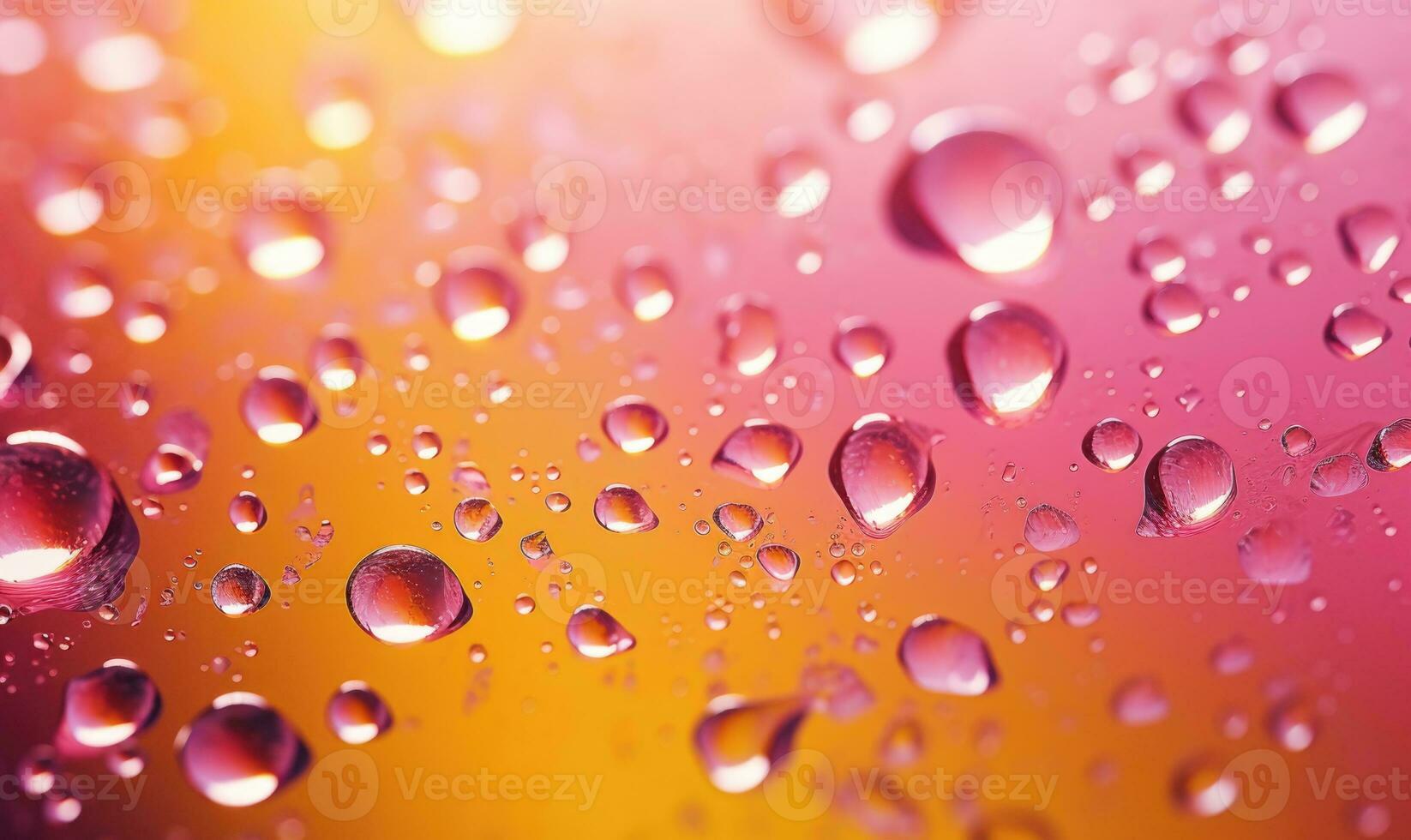 ai generado agua gotas en un vistoso antecedentes. superficial profundidad de campo. foto