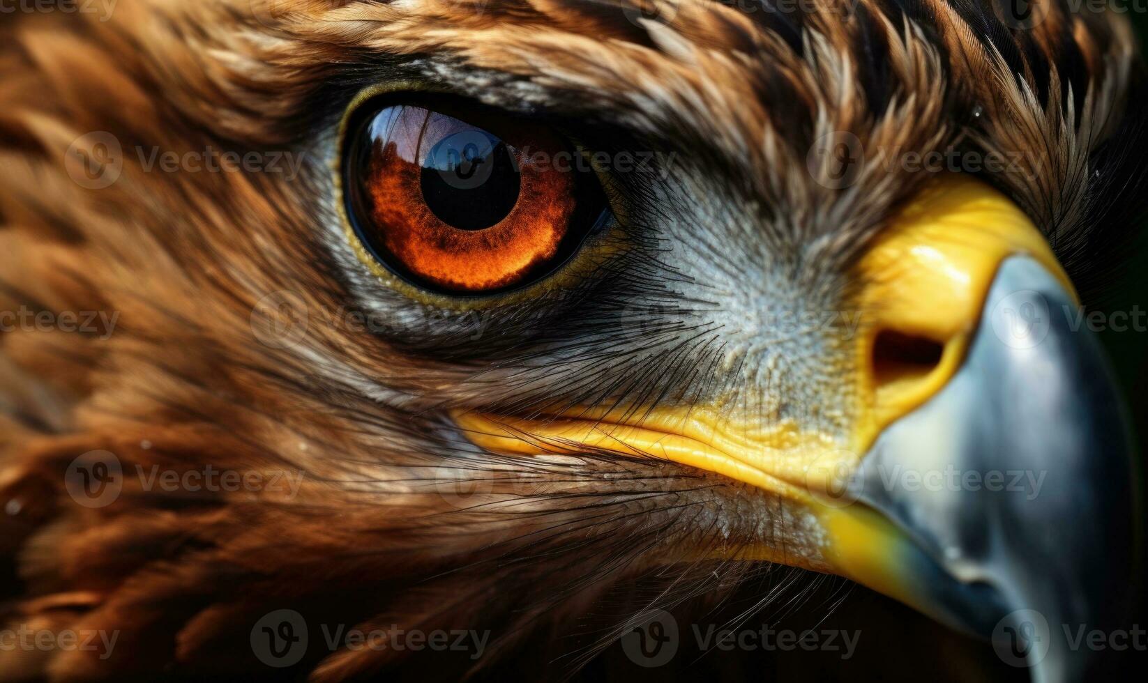 AI generated Portrait of a Red-tailed hawk, close-up. Close-up portrait of a golden eagle eye photo