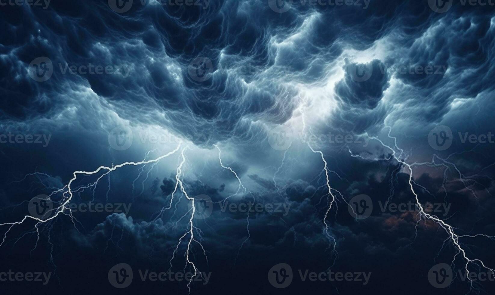 AI generated Lightning in the night sky. Thunderstorm and lightning in the night sky. photo