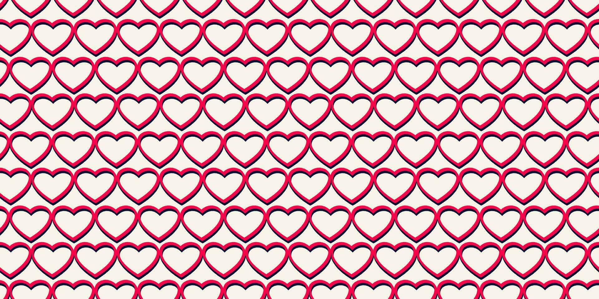 Seamless pattern with red simple shape hearts on a light back. Vector hand drawn. Print geometric hearts silhouettes. Valentine, love, wedding background. Design for textile, fashion, surface