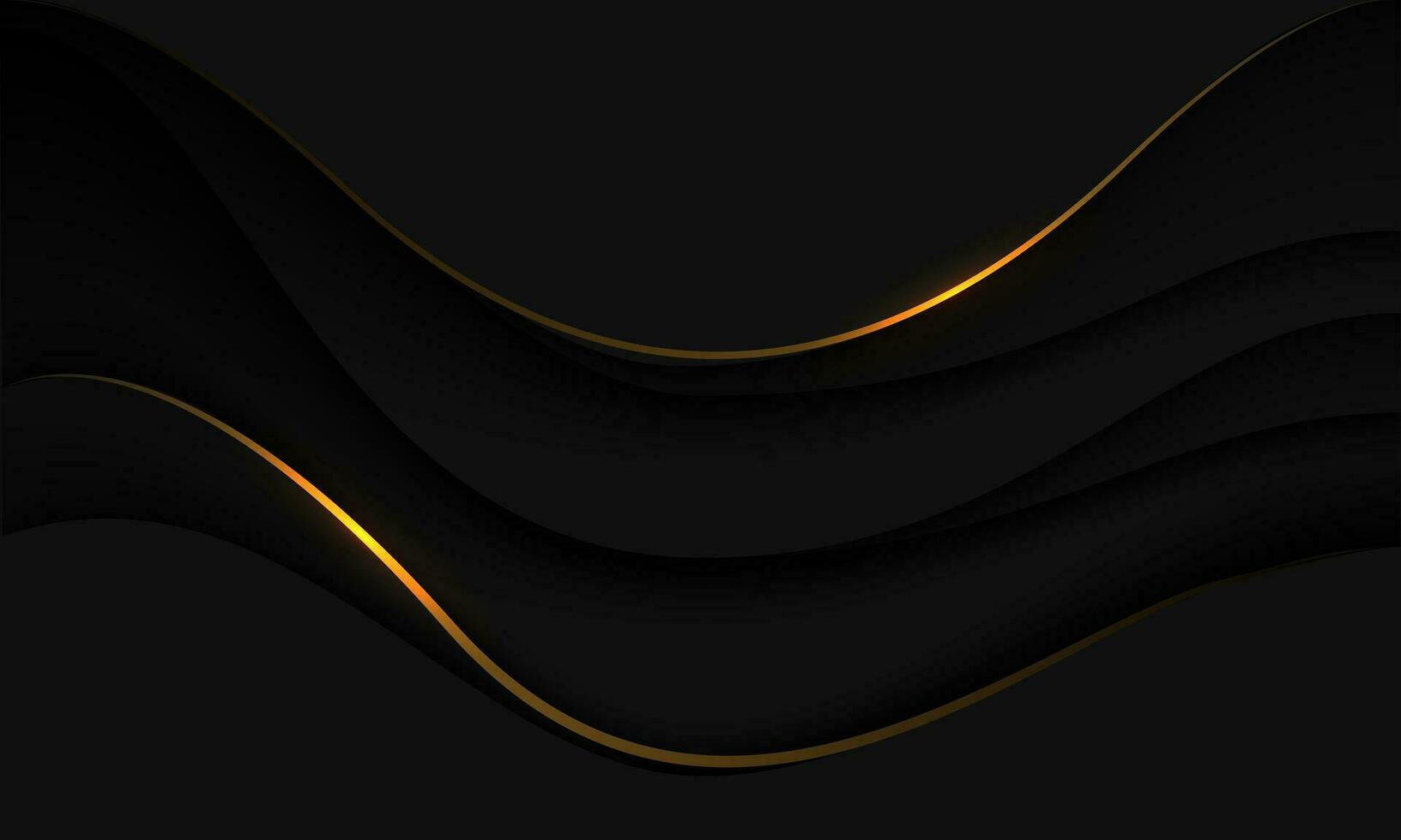 Abstract gold line curve on black shadow overlap design modern futuristic luxury creative background vector