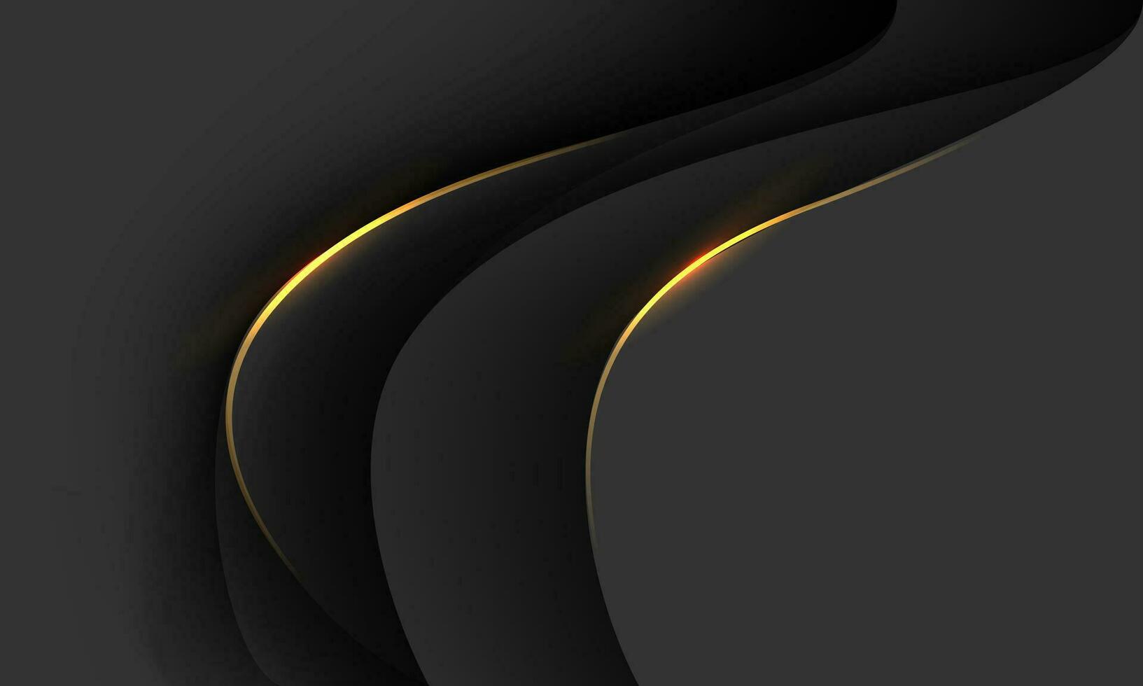 Abstract gold line curve on black shadow overlap design modern futuristic luxury creative background vector