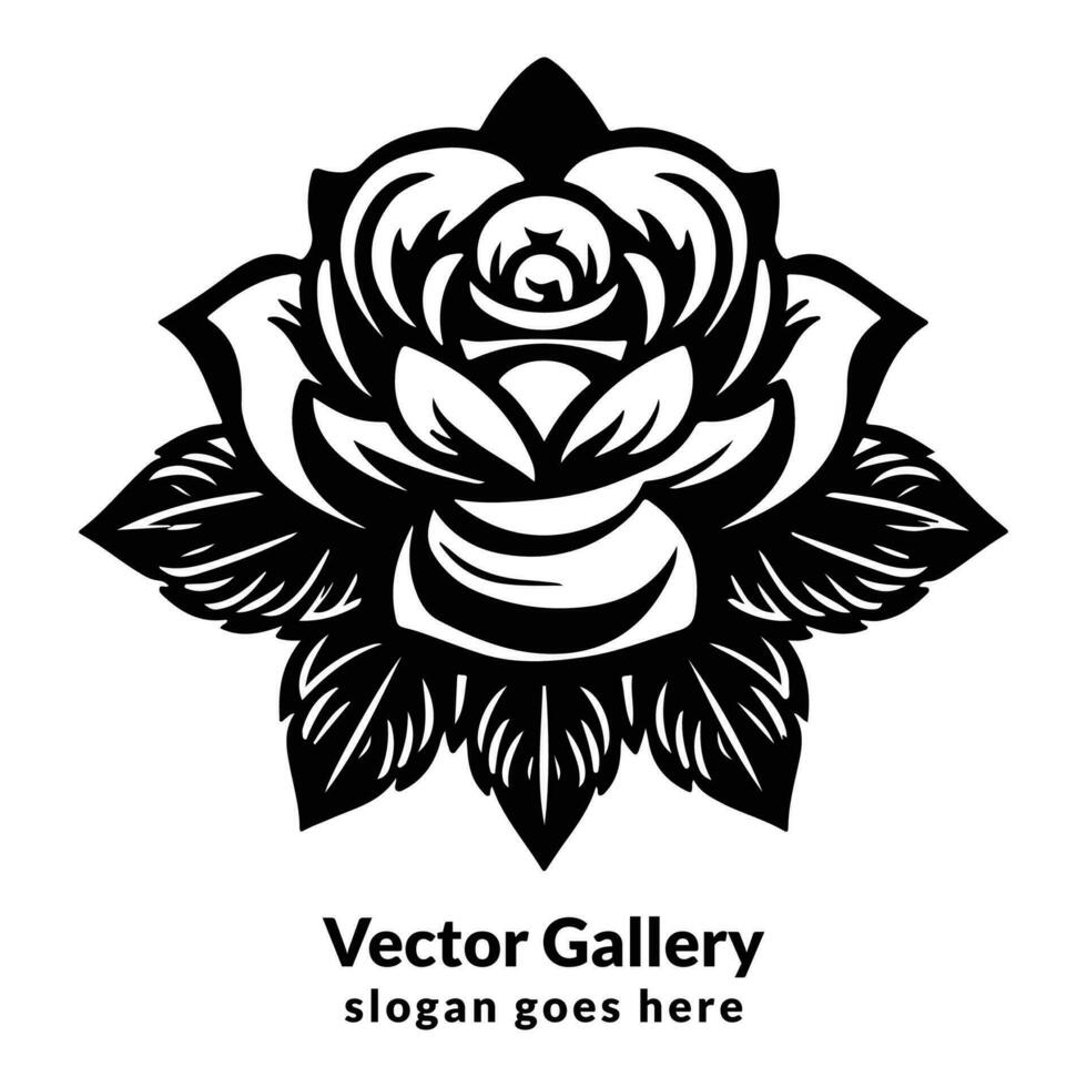 Red rose tattoo style on white background vector