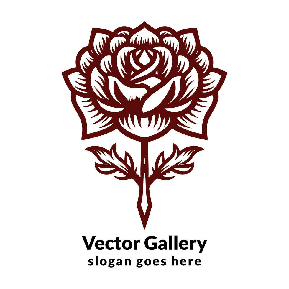Rose Old School Tattoo Vector Art Illustration on Isolated Background. Flower Illustration. Rose Illustration concept.