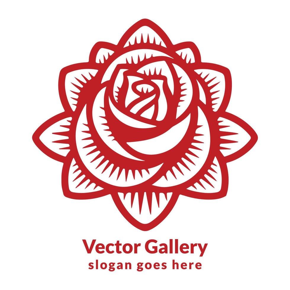 Red rose tattoo style on white background vector