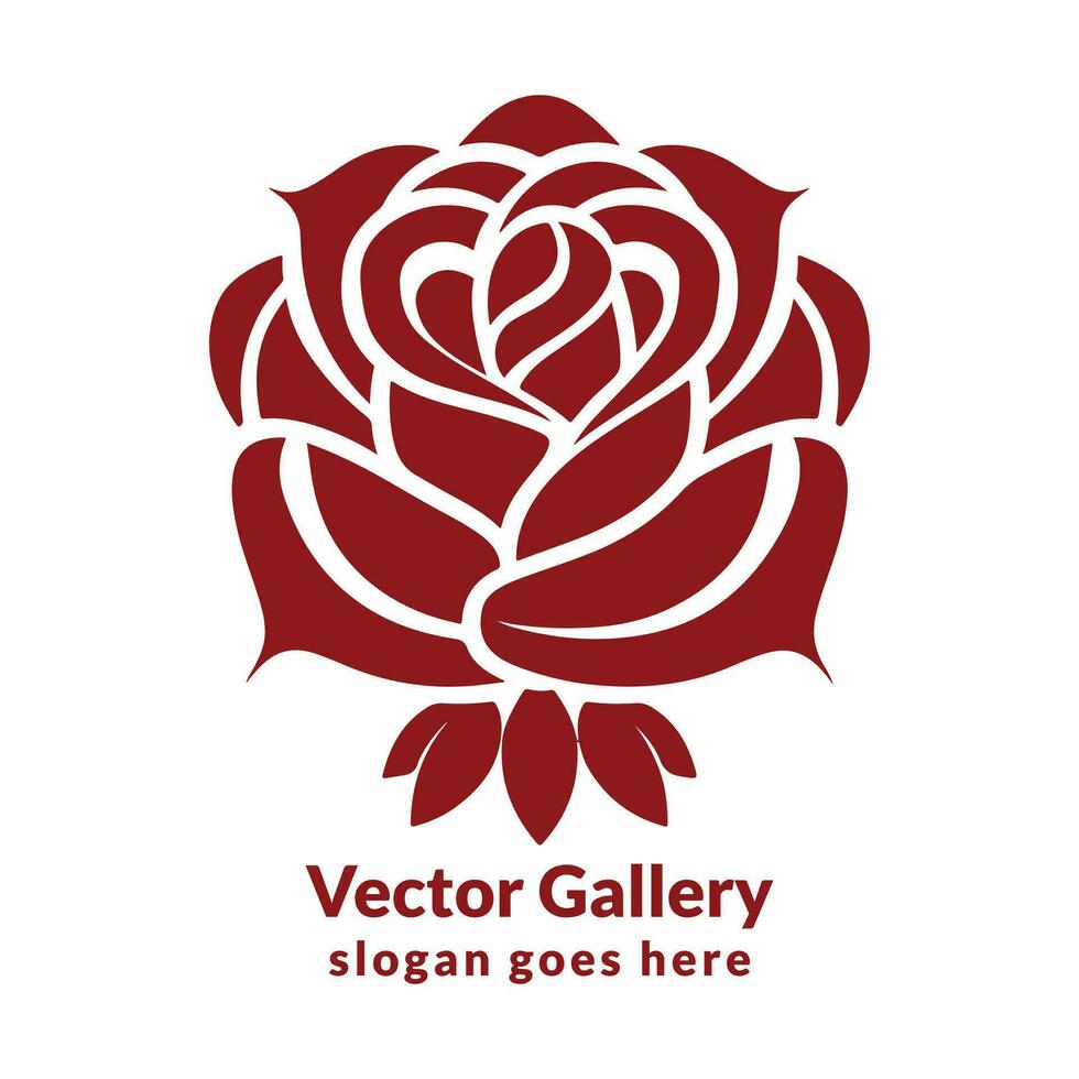 Red rose tattoo style on white background vector