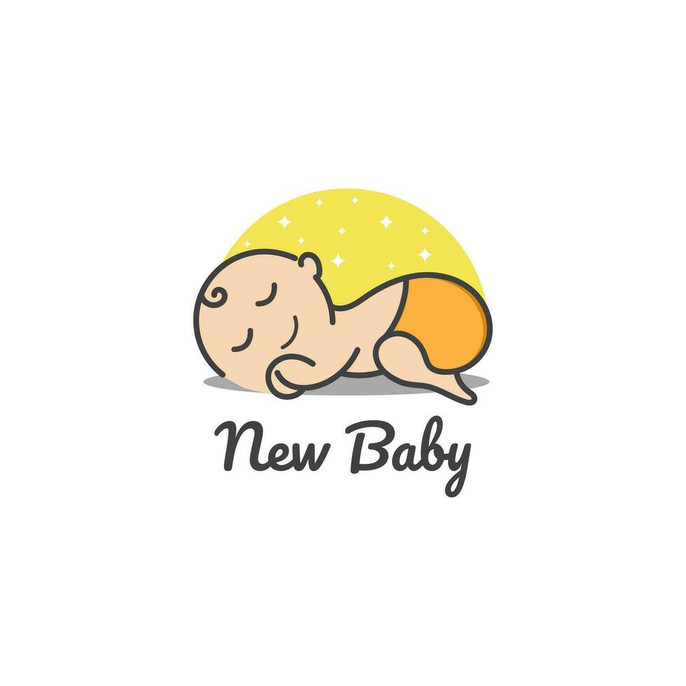 Cute sleeping baby logo suitable for illustration, baby shop, web, shop vector