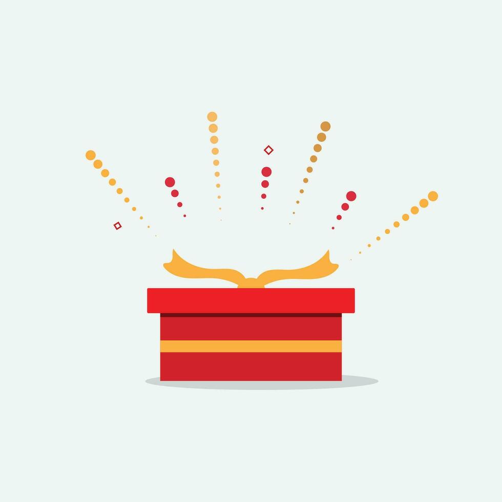 rojo regalo sorpresa caja, adecuado para cumpleaños regalo, especial paquete, regalo, magia caja, estilo icono vector ilustración