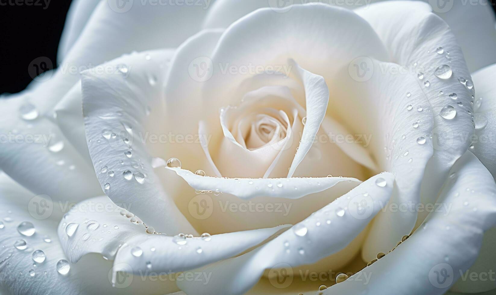 AI generated Beautiful white rose with water drops on petals close-up photo