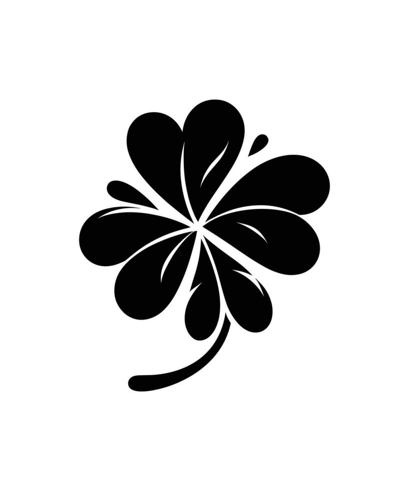 FOUR-LEAF CLOVER SILHOUETTE VECTOR ILLUSTRATION DESIGN