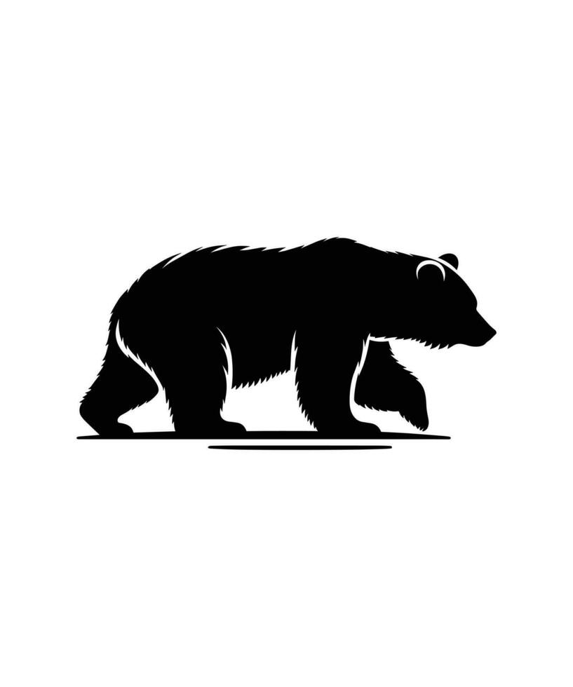 GRIZZLY BEAR SILHOUETTE VECTOR ILLUSTRATION   DESIGN