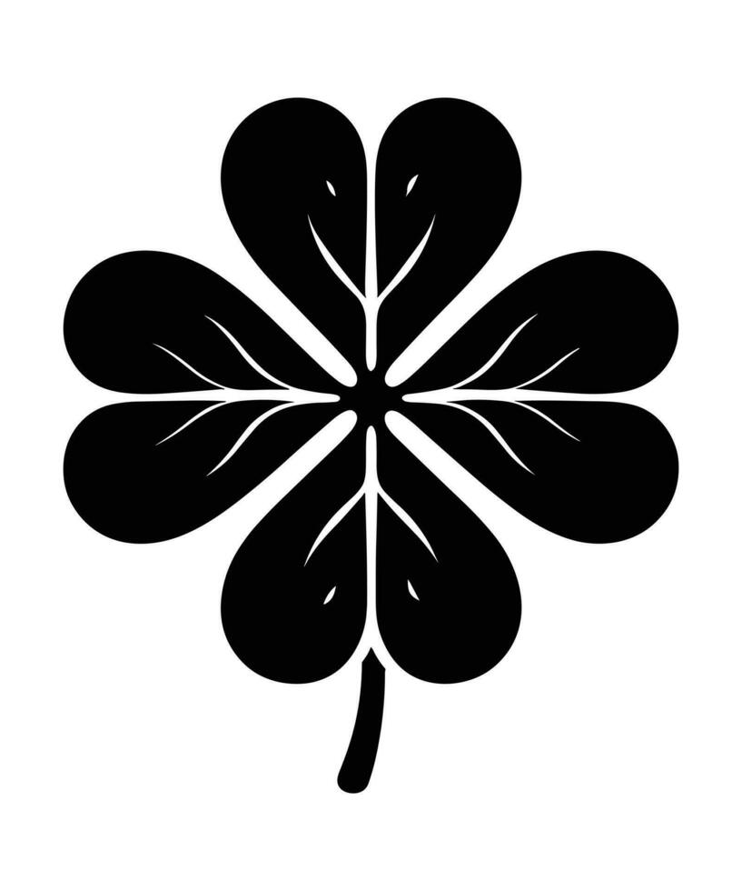 FOUR-LEAF CLOVER SILHOUETTE VECTOR ILLUSTRATION DESIGN