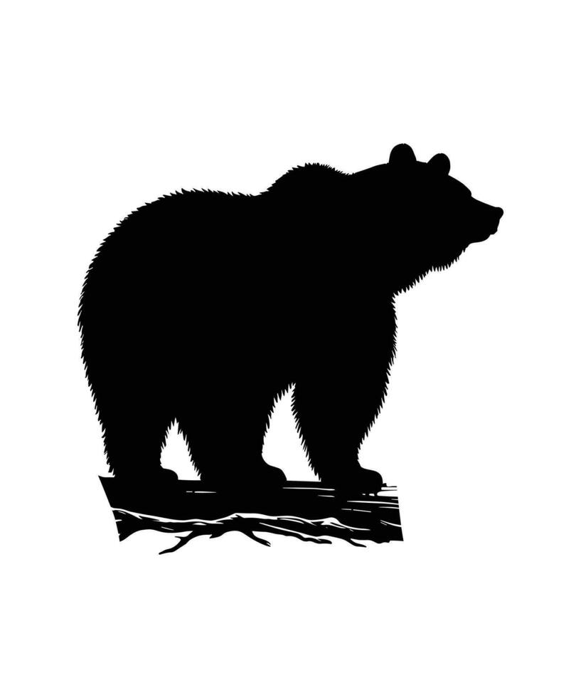 GRIZZLY BEAR SILHOUETTE VECTOR ILLUSTRATION   DESIGN