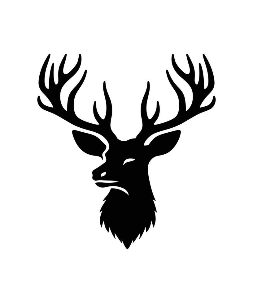 WILD DEAR HEAD SILHOUETTE VECTOR ILLUSTRATION.