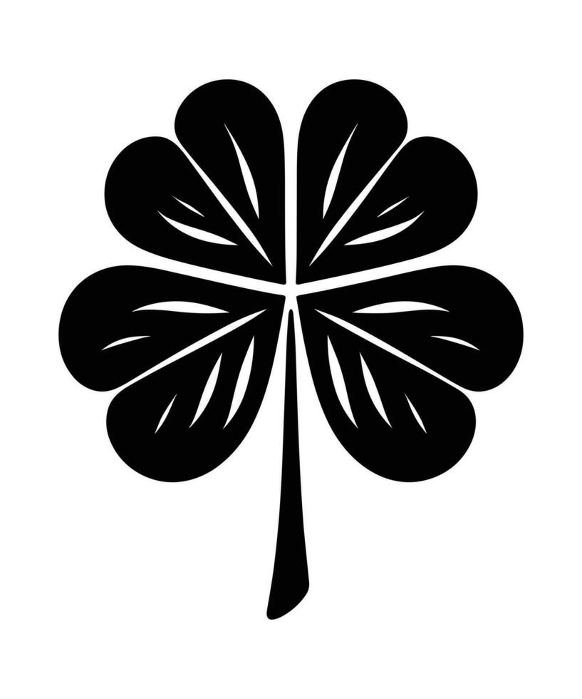 FOUR-LEAF CLOVER SILHOUETTE VECTOR ILLUSTRATION DESIGN