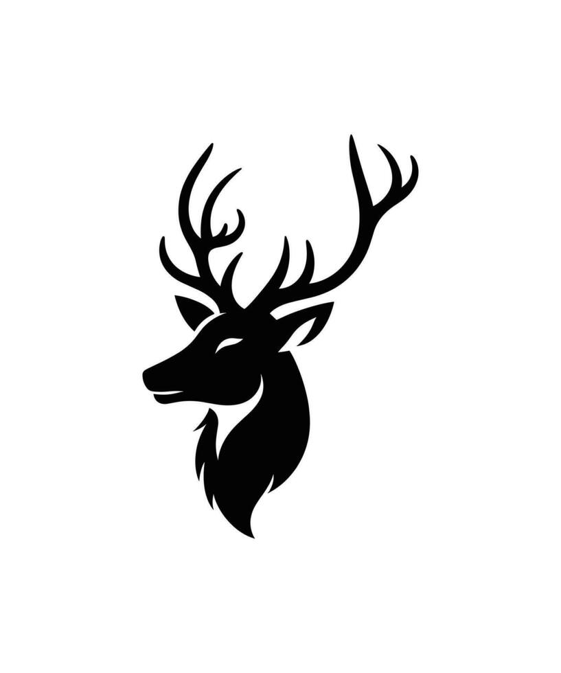 WILD DEAR HEAD SILHOUETTE VECTOR ILLUSTRATION.