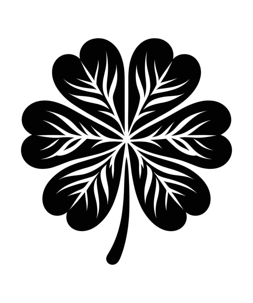 FOUR-LEAF CLOVER SILHOUETTE VECTOR ILLUSTRATION DESIGN