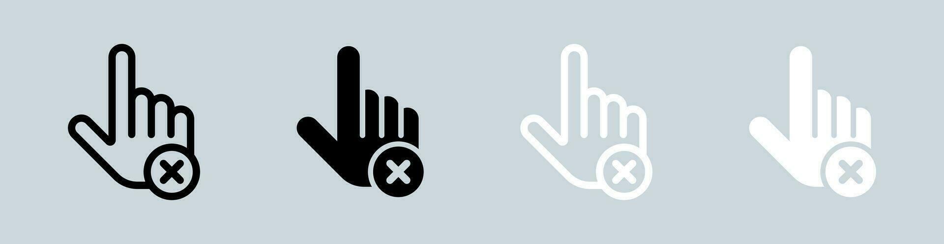 Do not touch icon set in black and white. Stop signs vector illustration