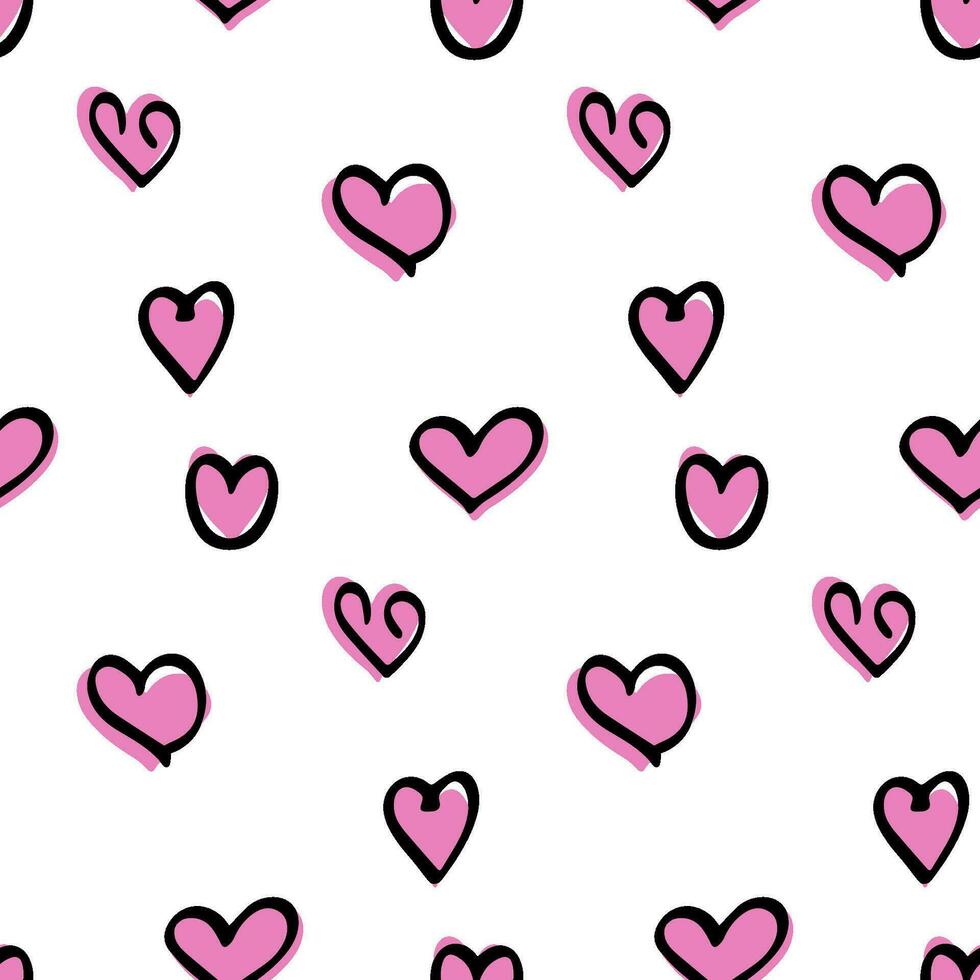 Stylish graphic seamless pattern with pink hearts. Background, wrapping paper vector