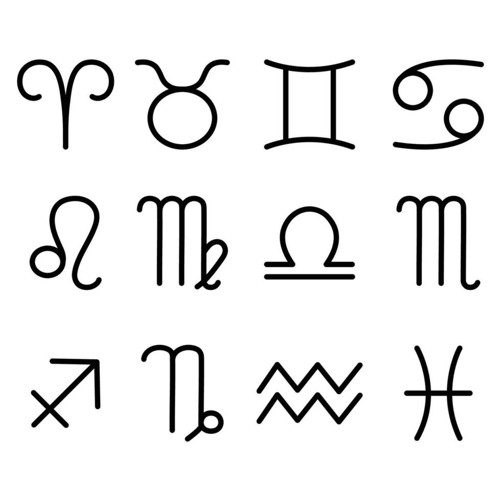 A set of editable zodiac sign icons, minimalistic linear icons vector