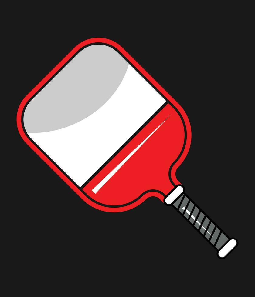 a red and white pickle paddle on a black background vector