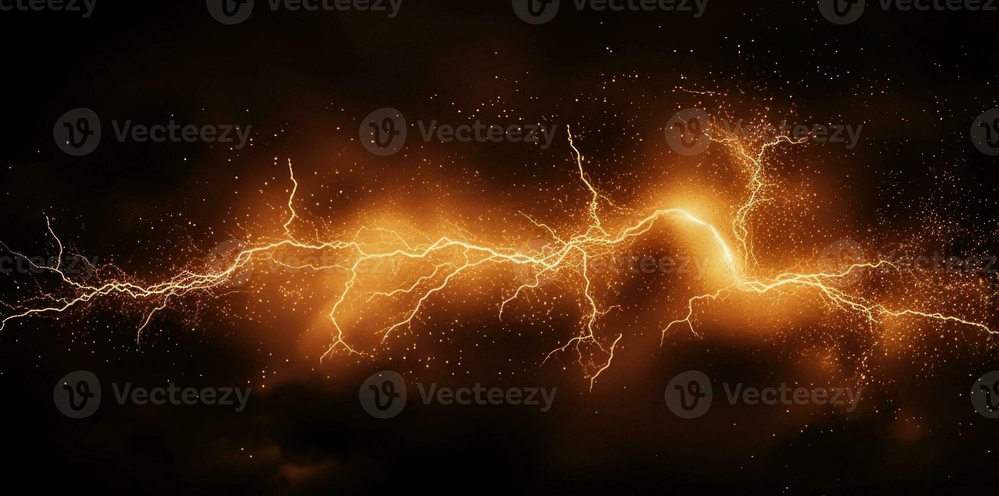 AI generated Fiery thunderstorm over the sea. Thunderstorm and lightning in the night sky. photo