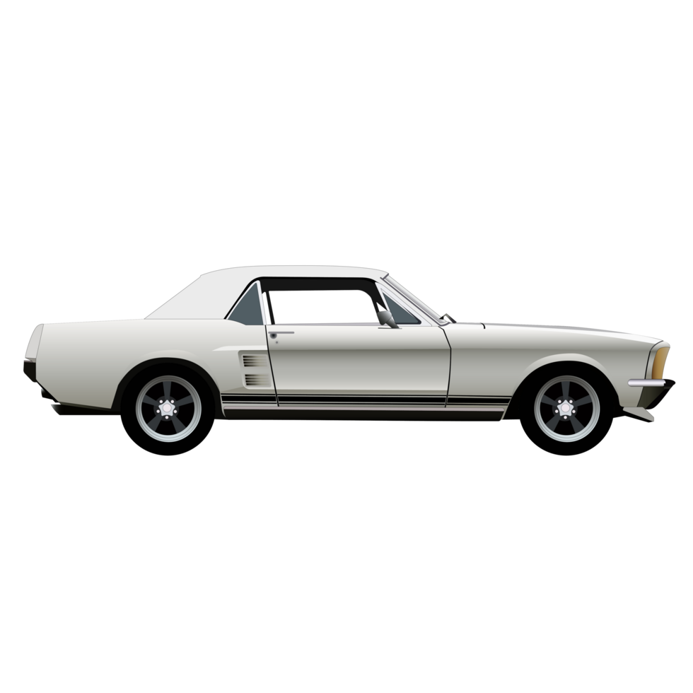 blanco retro plano clásico auto, transparente fondo, contornos, minimalista, aislado png