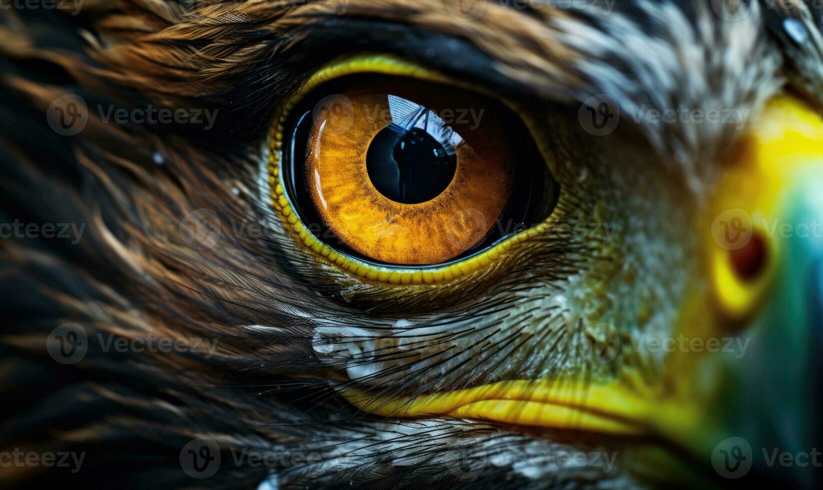 AI generated Portrait of a Red-tailed hawk, close-up. Close-up portrait of a golden eagle eye photo