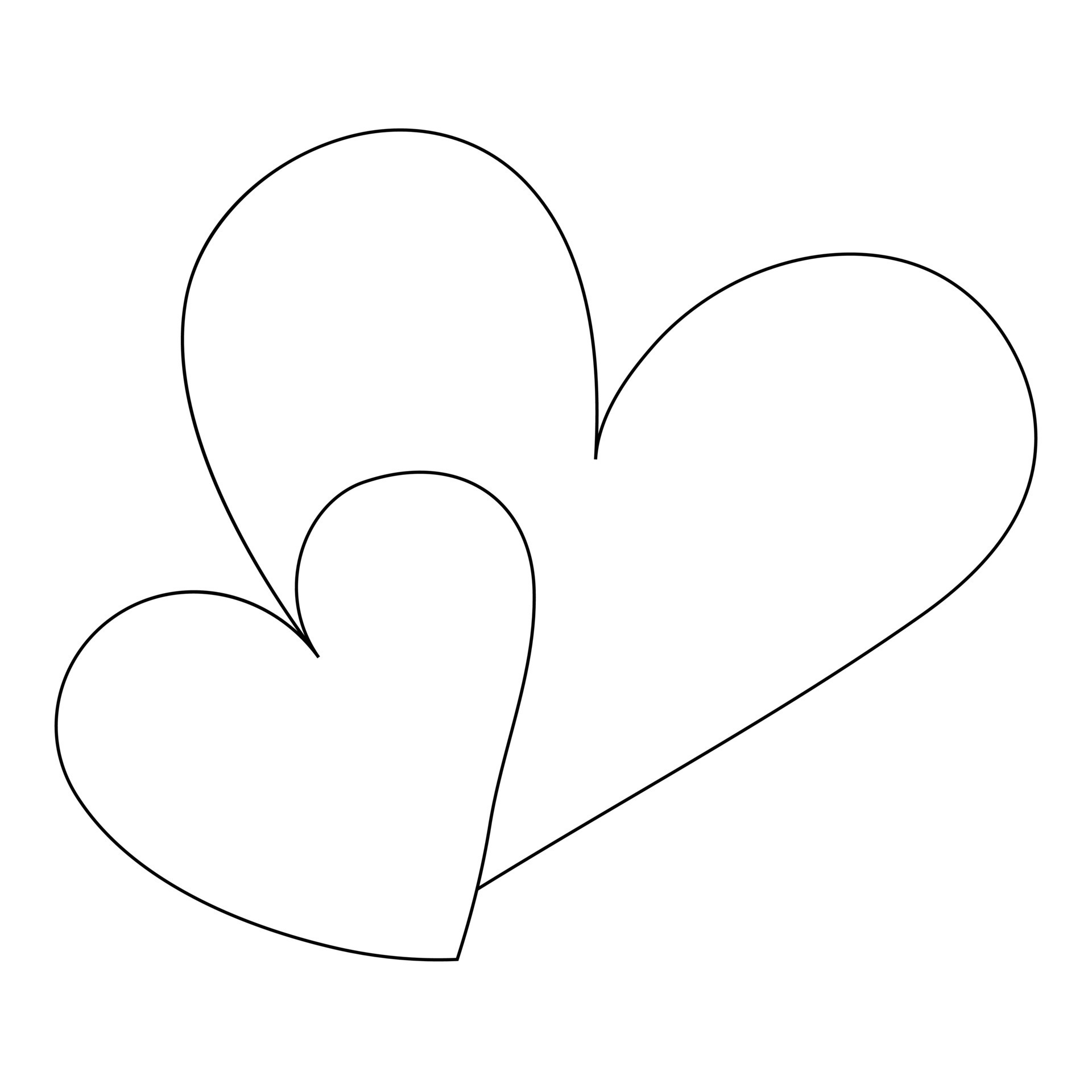 Single line continuous drawing of romantic love and heart shape outline ...