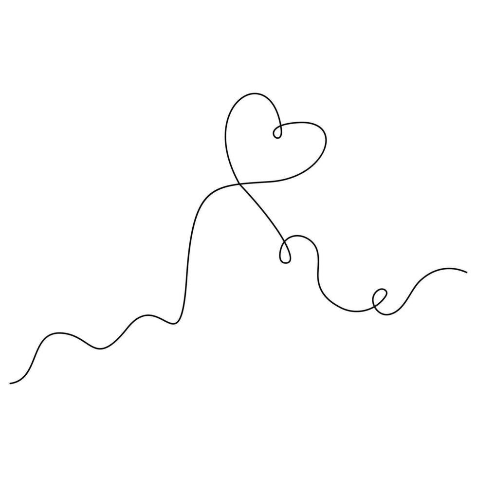 soltero línea continuo dibujo de romántico amor y corazón forma contorno vector ilustración