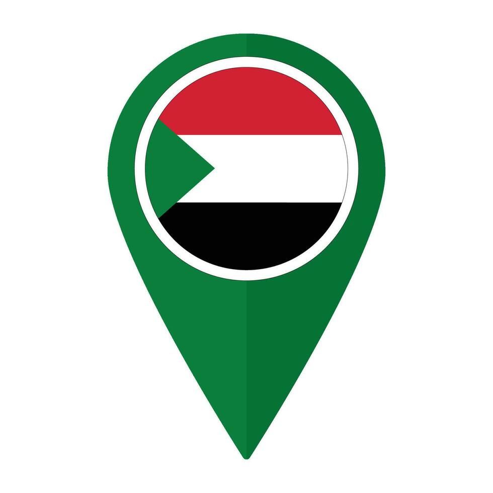 Sudan flag on map pinpoint icon isolated. Flag of Sudan vector