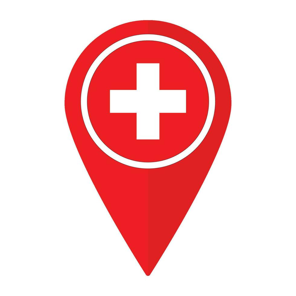 Switzerland flag on map pinpoint icon isolated. Flag of Switzerland vector