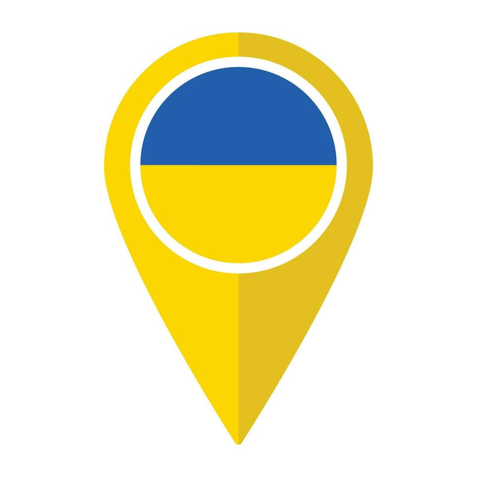 Ukraine flag on map pinpoint icon isolated. Flag of Ukraine vector